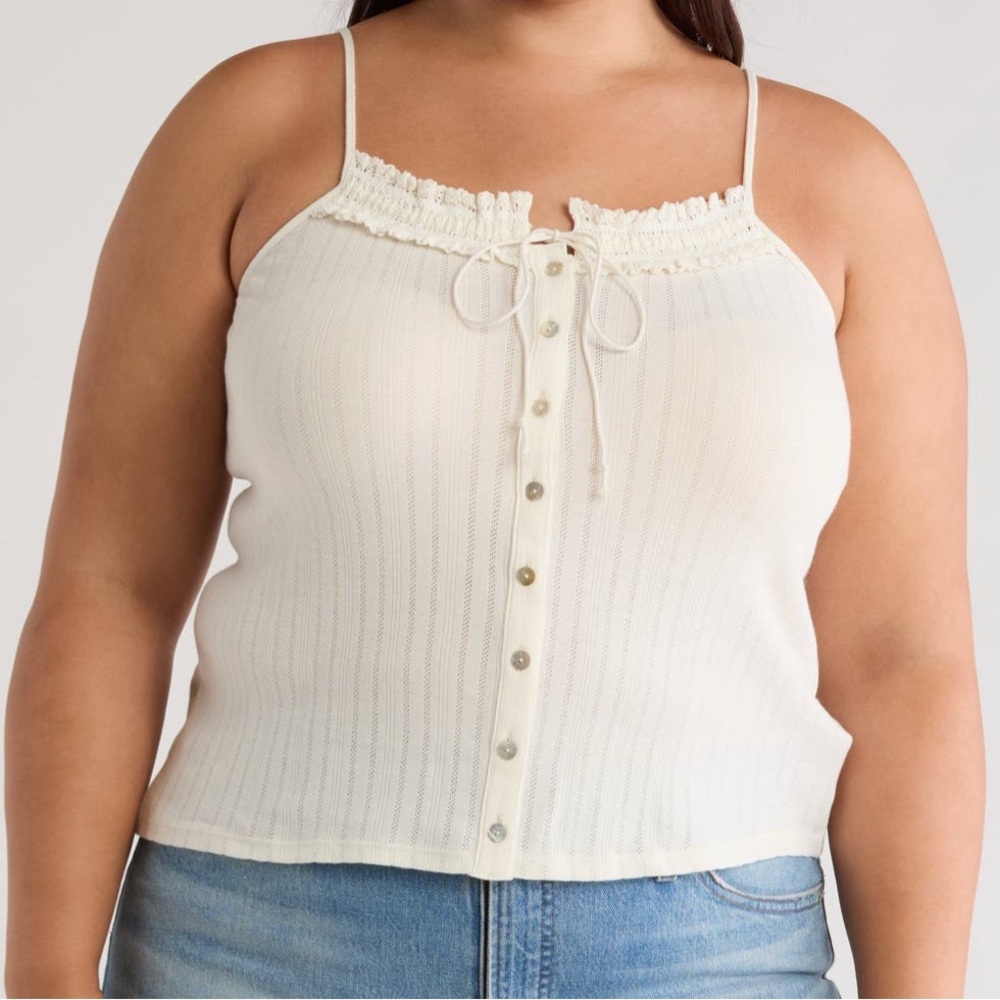 Joie Soft Cream Clover Cotton Cami Top 1X NWT